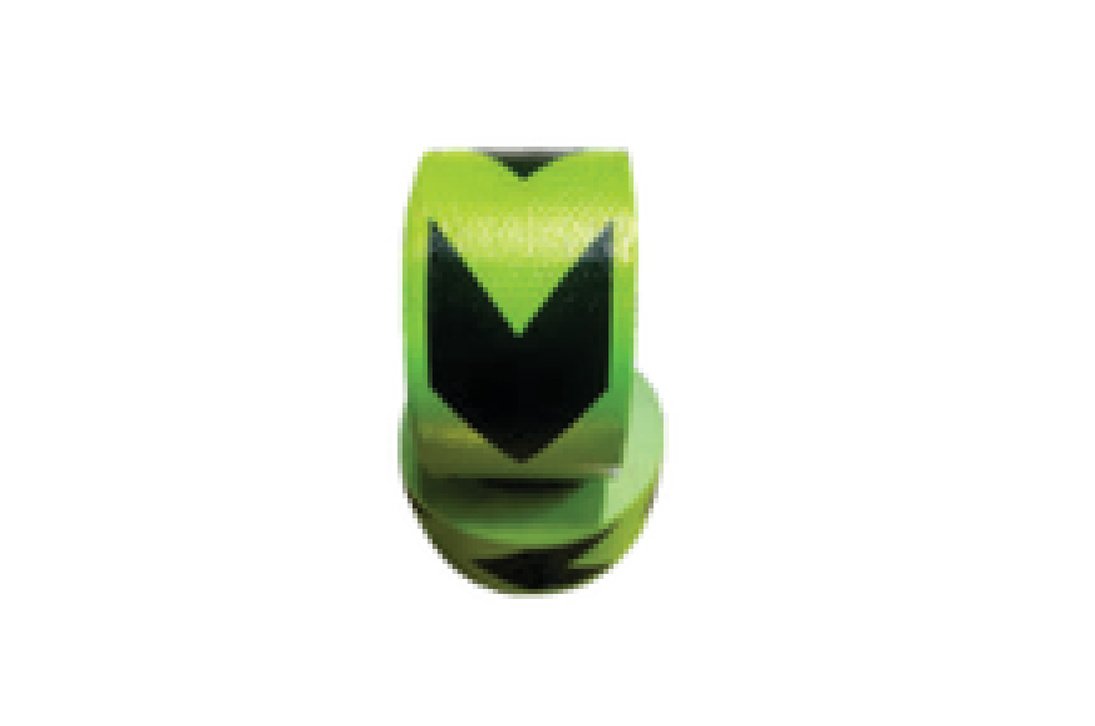 Reflective Warning Tape (Lime Green + Black Arrow Pattern)